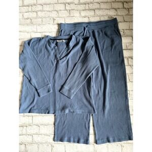L.L.Bean Women's Soft Waffle Sleep Set Blue XL Wide Leg